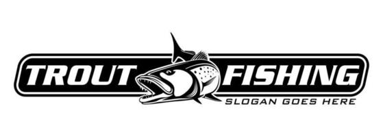 öring fisk fiske logotyp isolerat bakgrund. modern årgång rustik logotyp design. bra till använda sig av som din några fiske företag logotyp och varumärke vektor