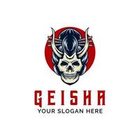 geisha skalle logotyp design vektor maskot mall