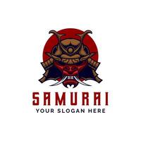 Samurai-Krieger-Masken-Logo-Helm in Vektorillustration im Vintage-Stil vektor