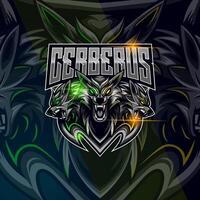 Cerberus-Wolf-Esport-Logo-Design-Vorlage vektor