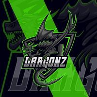 Design-Vorlage für das Logo des wütenden Drachen-eSport-Schädels vektor