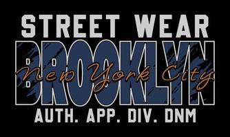 New York City Brooklyn NYC T-Shirt Illustration und farbenfrohes Design. vektor