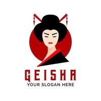 Geisha-Mädchen-Logo-Design-Vektor-Maskottchen-Vorlage vektor