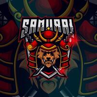 tiger samuraj esport logotyp design mall vektor