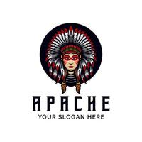 Apache Lady Logo Design Vektor Maskottchen Vorlage