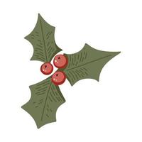 Stechpalme mit Beeren. hand gezeichnete weihnachtswinterillustration vektor