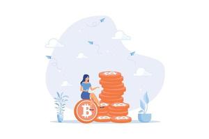 bitcoin hodl, hållare vem köpa bitcoin eller crypto valuta för lång termin investering, crypto investera eller tro i bitcoin oberoende begrepp, platt vektor modern illustration