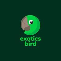 exotischer vogel lovebird geometrischer abstrakter grüner logo-designvektor vektor