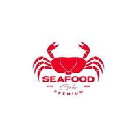 Vintage-Logo-Designvektor mit roten Krabben und Meeresfrüchten vektor