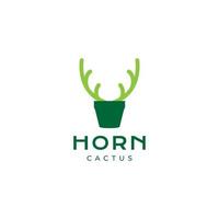 växt kaktus horn grön natur logotyp design vektor