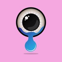 ögon blå och tårar gråta grafisk isolerat på rosa, ögon se enkel form, eyeball och teardrop tecken för syn syn och optisk vård begrepp, ögon och riva droppar klämma konst, illustration gråt ögon vektor
