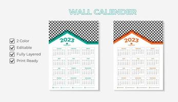 skriva ut redo 2023 vägg kalender mall design vektor