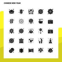 25 kinesisk ny år ikon uppsättning fast glyf ikon vektor illustration mall för webb och mobil idéer för företag företag
