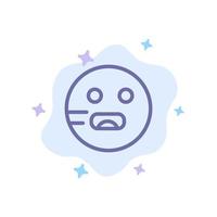 Emojis Emoticon hungrige Schule blaues Symbol auf abstraktem Wolkenhintergrund vektor