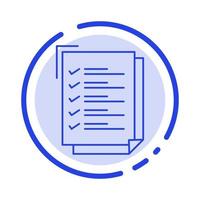 Checkliste Aufgabenliste Arbeitsaufgabe Notizblock blau gepunktete Linie Liniensymbol vektor