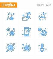 Coronavirus-Bewusstseinssymbol 9 blaue Symbole enthalten Coronavirus-Wasservirus medizinisches virales Coronavirus 2019nov-Krankheitsvektor-Designelemente vektor