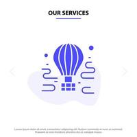 unsere dienstleistungen air drop tour reiseballon solide glyph icon web card template vektor