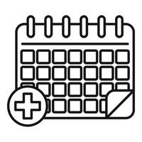Symbol für medizinischen Kalender, Umrissstil vektor