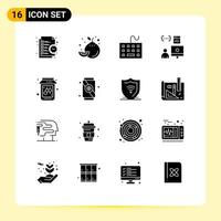 16 solides Glyphenkonzept für mobile Websites und Apps Programmierer entwickeln bearbeitbare Vektordesignelemente für Computercodierungstastaturen vektor
