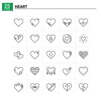 25 Herzen Symbolsatz Vektorhintergrund vektor