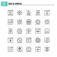 25 SEO Media Icon Set Vektorhintergrund vektor