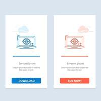 bärbar dator övervaka lcd presentation blå och röd ladda ner och köpa nu webb widget kort mall vektor
