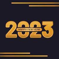 2023 Lycklig ny år gyllene vektor baner mall