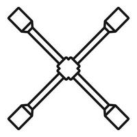 Kreuzradschlüsselsymbol, Umrissstil vektor