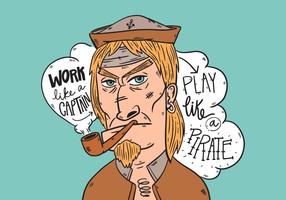 Cartoon-Charakter alter Mann Seemann Smoking Pipe mit Schriftzug vektor