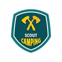 spana camping logotyp, platt stil vektor