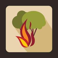 Symbol für brennende Waldbäume, flacher Stil vektor
