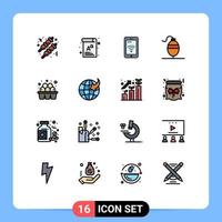 Stock Vector Icon Pack mit 16 Zeilenzeichen und Symbolen für Supermarkteier Zeichen Ei Fisch editierbare kreative Vektordesign-Elemente