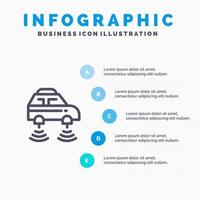 bil elektrisk nätverk smart wiFi linje ikon med 5 steg presentation infographics bakgrund vektor