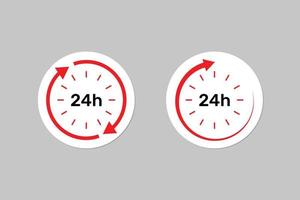 varje dag 24 timmar service bistånd märka med klocka. vektor