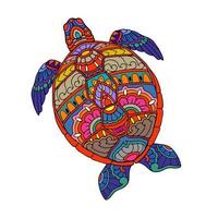 Bunte Schildkröten-Mandala-Kunst. isoliert auf weißem Hintergrund. vektor