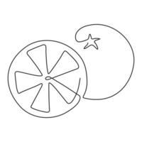 strichzeichnungsfruchtsymbolelement für logo und druckbares design orange limette vektor
