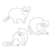 djur- tvättbjörn ett linje konst teckning. vilda djur och växter djur- begrepp vektor