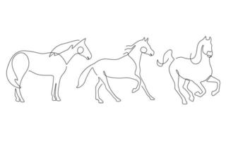 eine linie kunstzeichnung tierfarm und pferd kontinuierliche linie kunstzeichnung abstrakt minimal. vektor