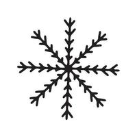flache handgezeichnete Schneeflocke-Silhouette-Illustration vektor