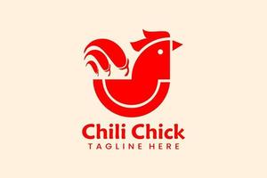 flaches Chili-Huhn-Logo-Template-Design-Logo vektor