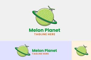 Flat Melon Planet Logo Template Design Logotyp vektor