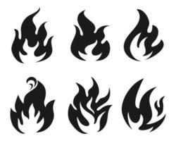 klotter uppsättning av brand flamma ikon symbol. hand dragen stil. isolerat på vit bakgrund. vektor ikon illustration