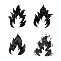 Gekritzelsatz Feuer Flamme Symbol Symbol. handgezeichneter Stil. isoliert auf weißem Hintergrund. Vektor-Symbol-Illustration vektor