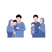 satz muslimischer familie mit sohn vektor