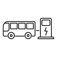 Symbol für elektrische Betankung des Busses, Umrissstil vektor