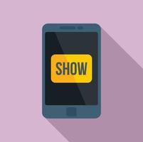 Smartphone-TV-Show-Symbol, flacher Stil vektor