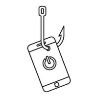 Phishing-Smartphone-Symbol, Umrissstil vektor