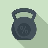 Kettlebell Prozent Online-Darlehen-Symbol, flacher Stil vektor