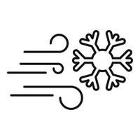 windiges Schneesturm-Symbol, Umrissstil vektor