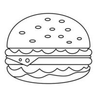 ohälsosam burger ikon, översikt stil vektor